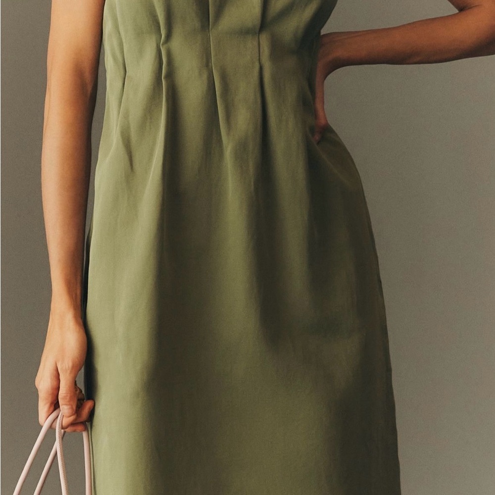 Maeve Olive Green Sleeveless Midi Shift Dress